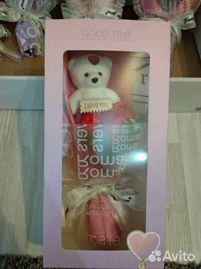 Мыльные розы с мишкой подарочный набор