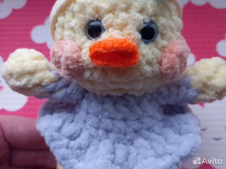 Вязаные игрушки зайка уточка Лалафан