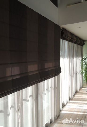 Римская штора с тюлем