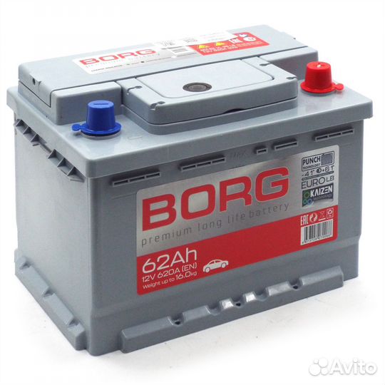 Автомобильный аккумулятор borg Premium 62 Ач о.п