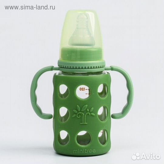 Бутылочка в силиконовом чехле, стекло, +3мес., 120