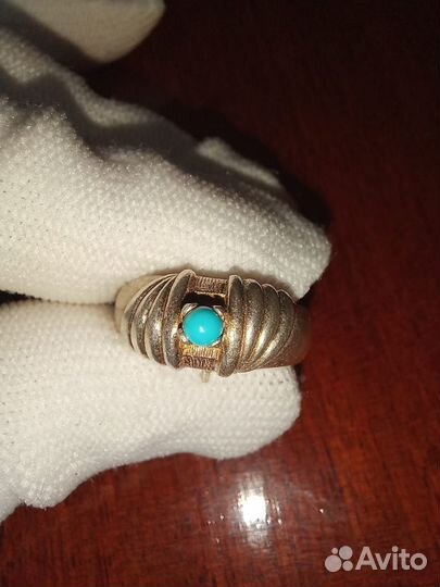 Кольцо чалма бирюза