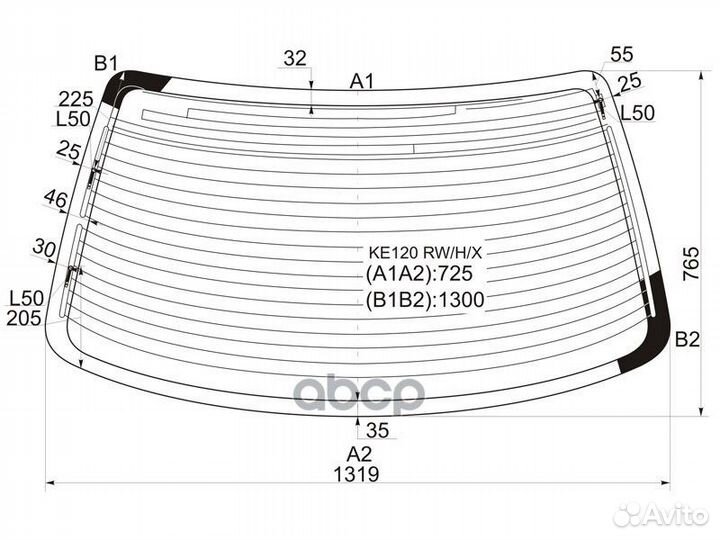 Стекло заднее (Цвет зеленый/ Обогрев) Toyota