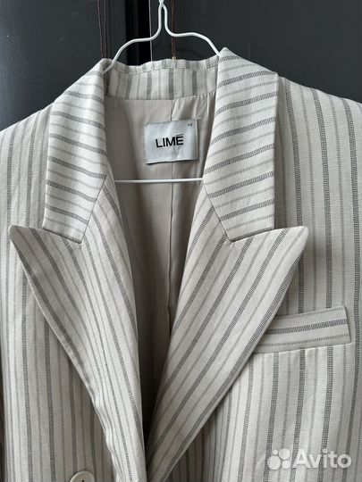 Льняной двубортный пиджак Lime XS