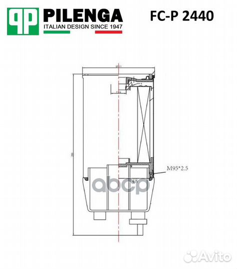 Фильтр топливный, с колбой hyundai HD FC-P 2440