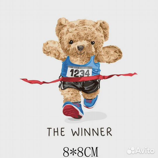 Термонаклейка на одежду мишка победитель 2 шт