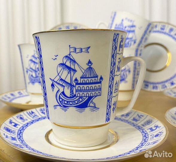 Кофейная пара Кораблик лфз костяной фарфор