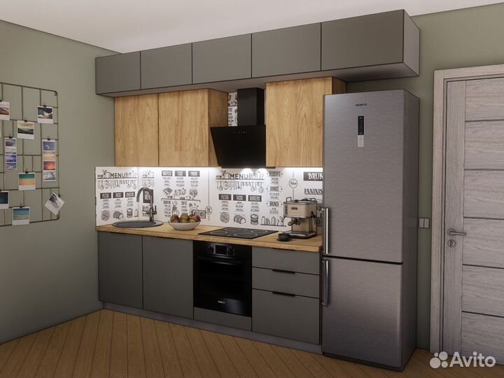 Кухня мдф+лдсп 3,0 м. Люкс-фурнитура, столешница