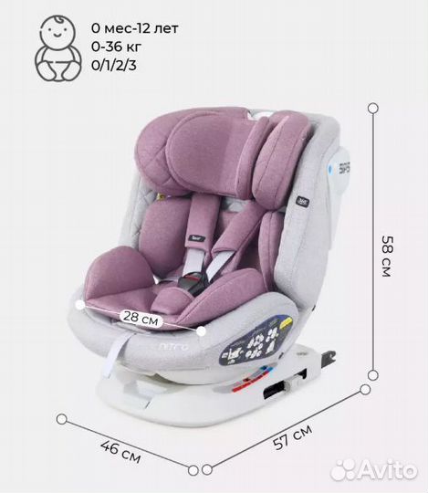 Детское автокресло от 0 до 36 кг поворотное