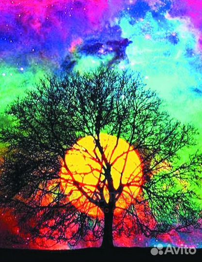 Алмазная мозаика 40x50 Заходящее солнце прячется з