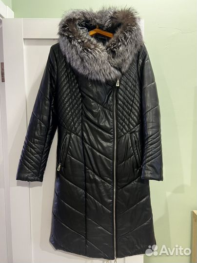 Кожаный пуховик