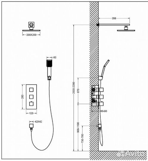 Душевая система Timo Tetra-thermo SX-0179/03SM чер