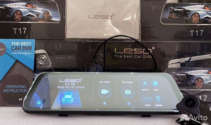 Видеорегистратор зеркало 2 камеры Lesa T17 FullHd