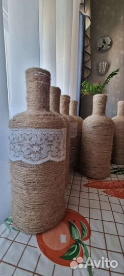 Декоративные бутылки и банки в стиле рустик