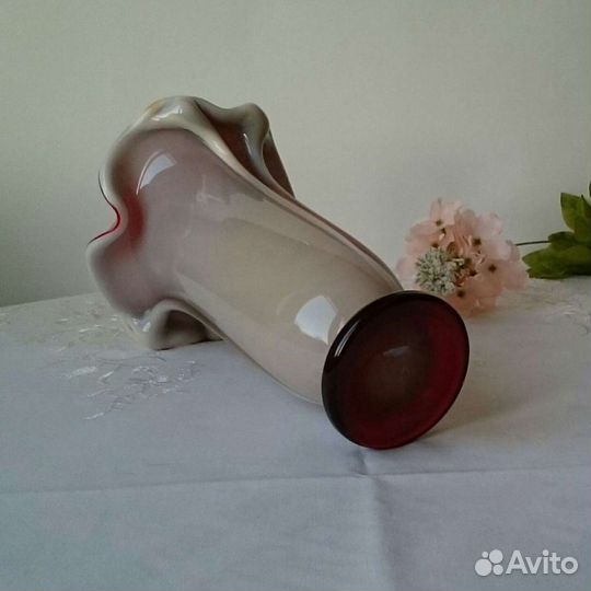 Винтаж Цв /стекло Вазы Красный май Неман Стрыйск