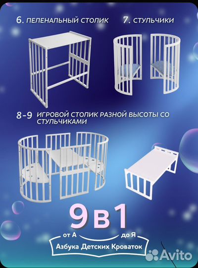 Детская кроватка 9 в 1