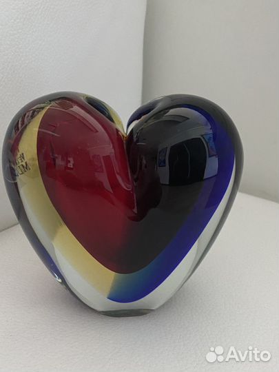 Ваза- сердце винтаж Муранское стекло Италия 1960