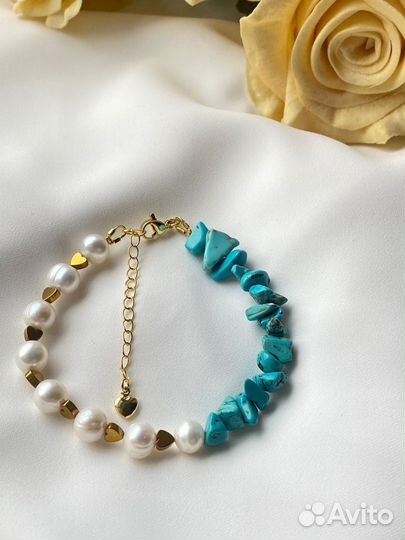 Браслет из натуральных камней и жемчуга