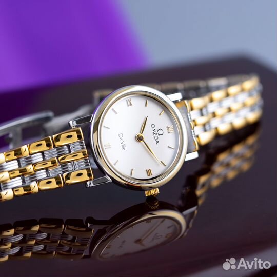 Оригинал Omega DeVille Золото Женские часы