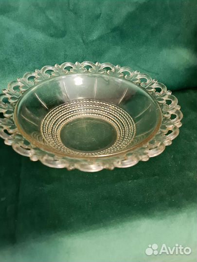 Большая тарелка салатник ажурное стекло