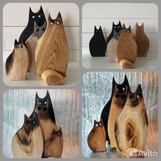 Набор разделочных досок на подставке коты кошки