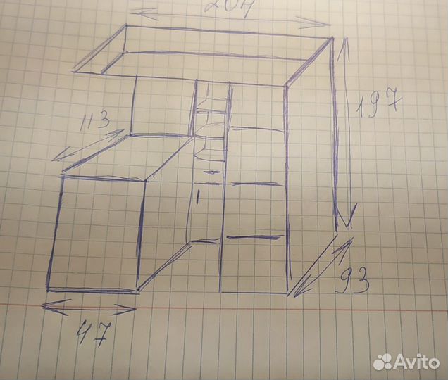 Детская кровать чердак со столом и шкафом