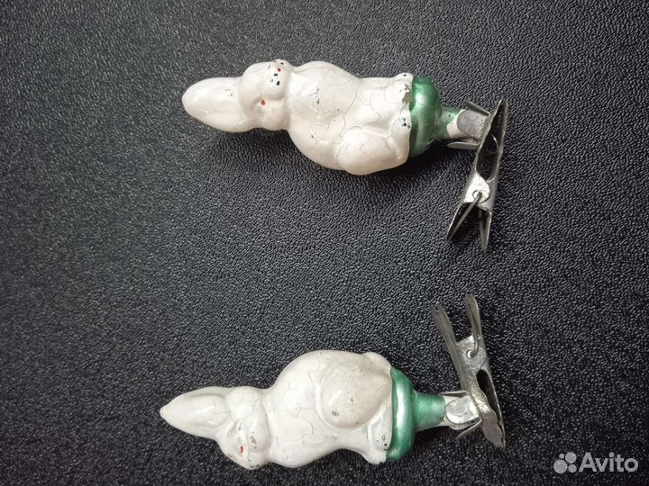 Ёлочные игрушки СССР 1930-1950г Заяц на прищепке