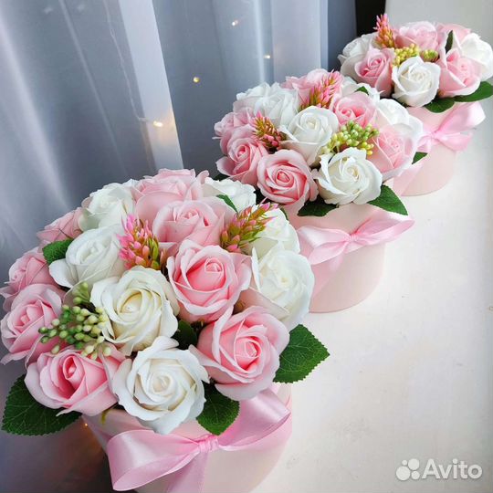 Букеты из мыльных цветов на 8 марта