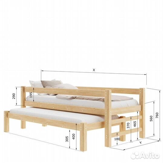 Двухъярусная кровать из массива