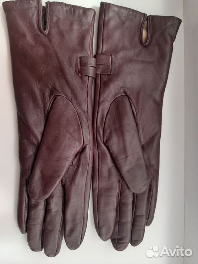 Перчатки женские кожаные утепленные