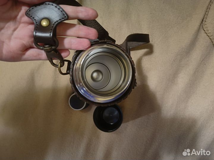 Термос походный 1л в оплетке из натуральной кожи