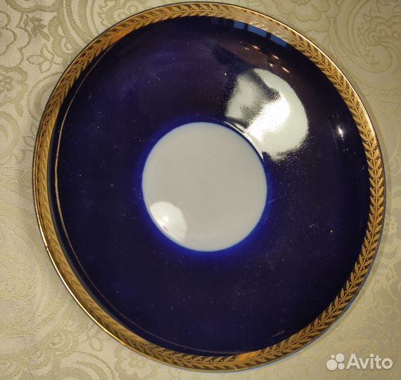 Блюдо, тарелка, фарфор, кобальт Золотой колосок