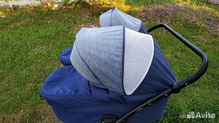 Детская коляска для двойни индиго