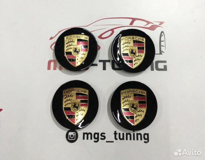 Колпачки в ступицу Porsche черные 76м. 4 шт