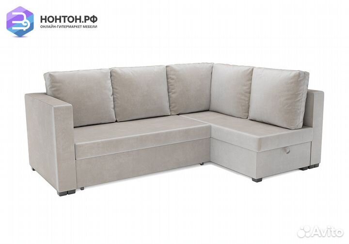 Угловой диван дельфин Мансберг вельвет бежевый