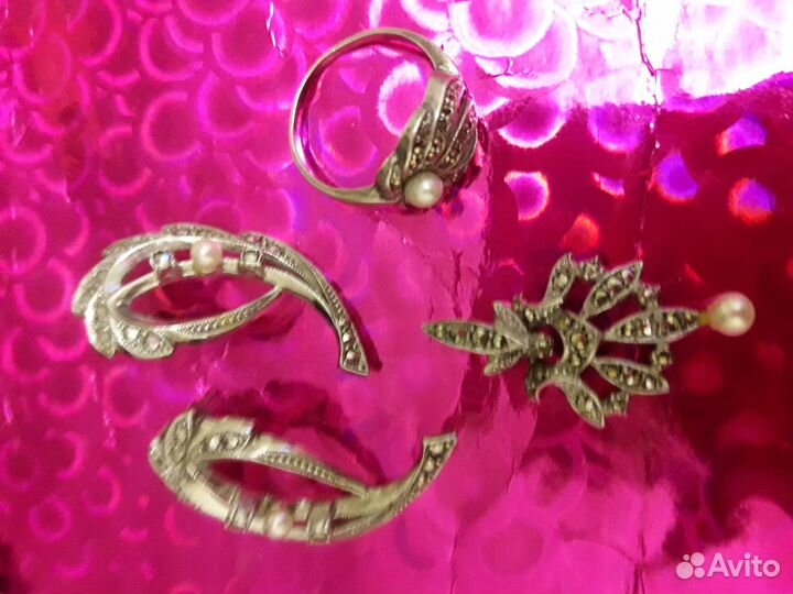 Серьги из серебра с марказитом