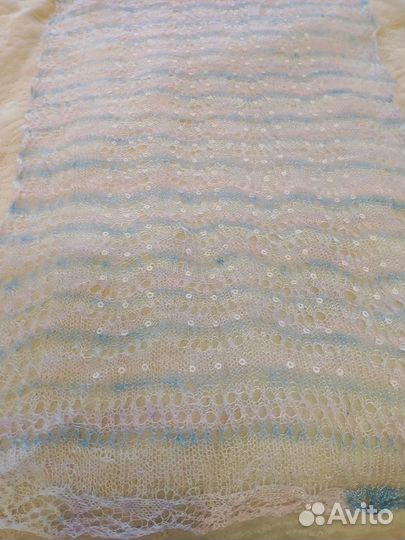 Новый пуховый ажурный палантин ручной вязки