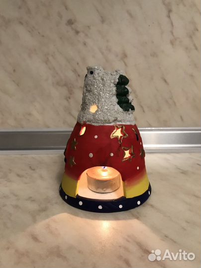 Подсвечник новогодний керамика