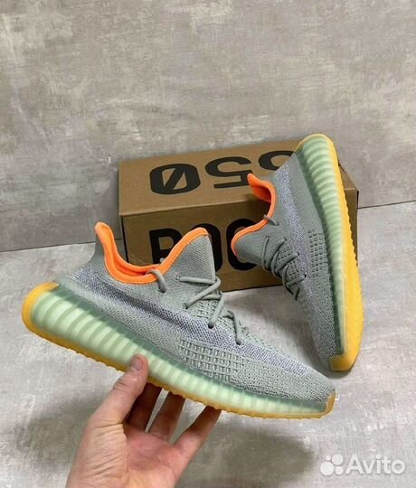 Кроссовки Adidas Yeezy boost 350 серо-рыжие р43