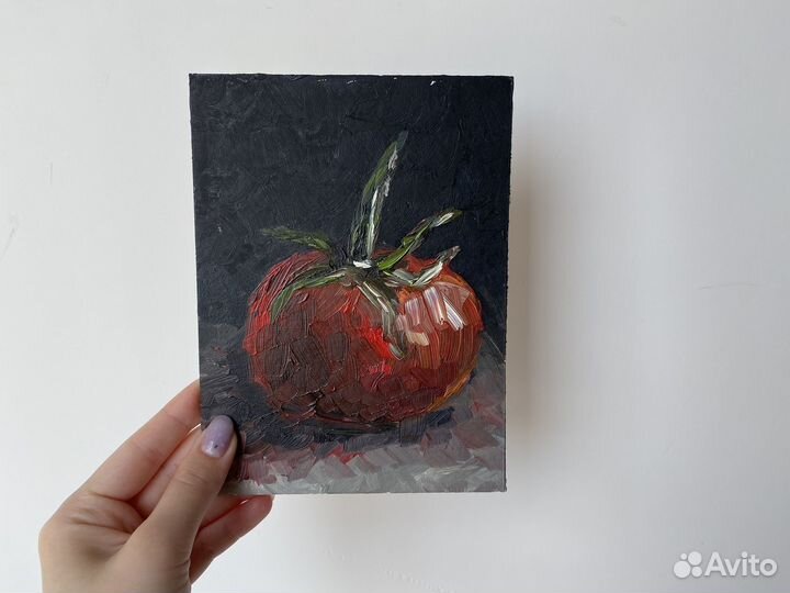 Картина маслом на картоне Томат