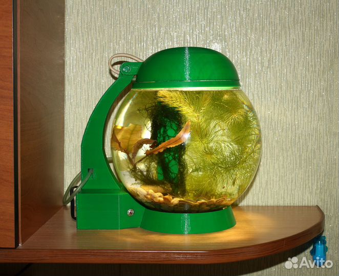 Круглый дизайнерский аквариум 6,5л на подставке