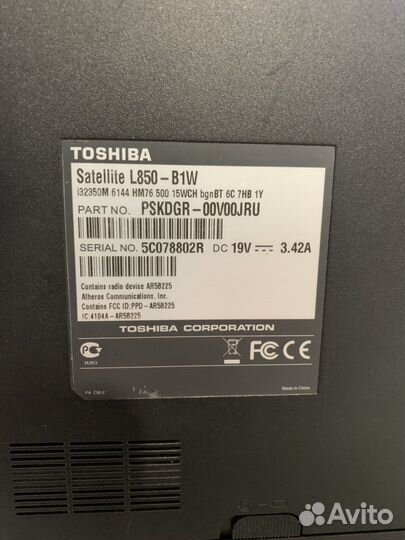 Ноутбук Toshiba satellite l850-b1w