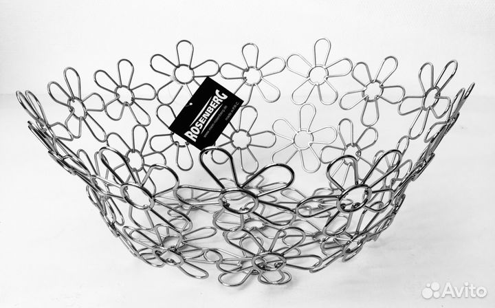 Ваза для фруктов большая 32 см стальная Цветы