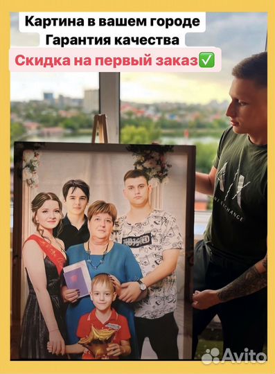 Портрет на холсте по фото на заказ