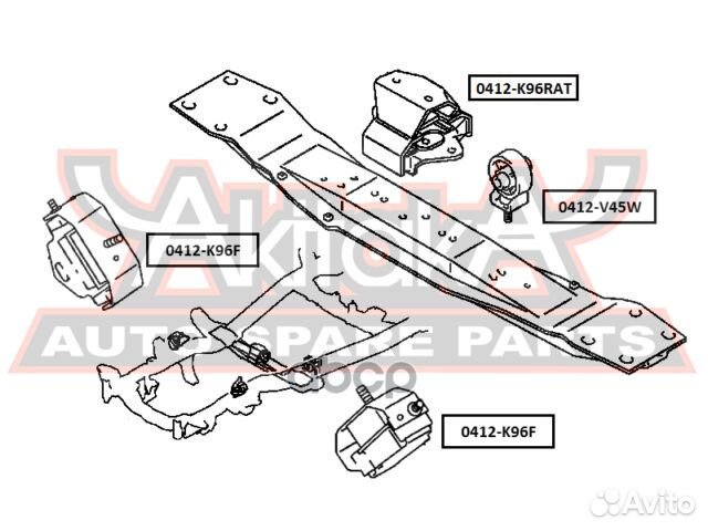 Подушка двигателя ат зад прав/лев 0412K96RAT