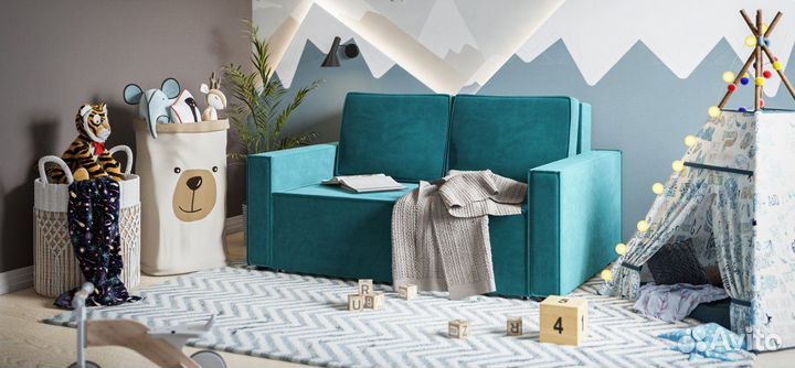 Диван nord Compact велюр Monolit зеленый