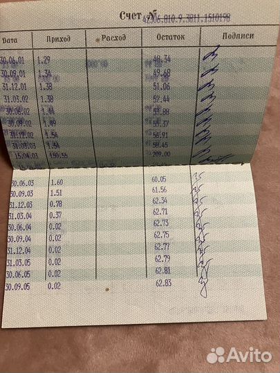 Сберегательная книжка (квитанция)