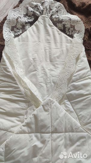 Конверт на выписку, одеяло весна-осень молочный