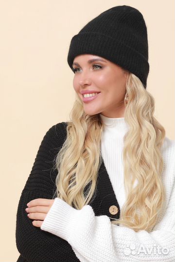 Шапка бини шерстяная 4 расцветки