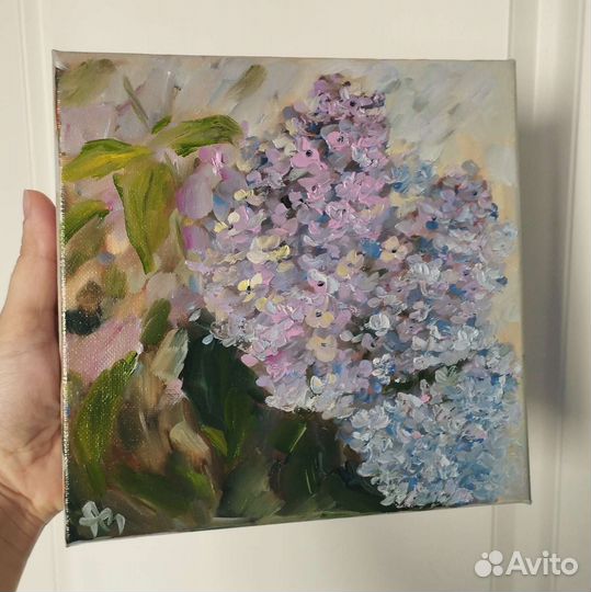 Картина маслом на холсте цветы Сирень